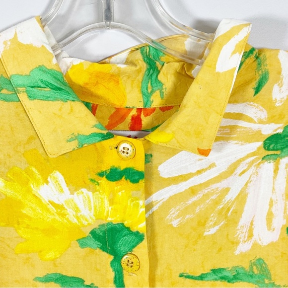 Rare Jams World Yellow Floral Long Sleeved Shirt Top Women’s Size Large L - Picture 2 of 6